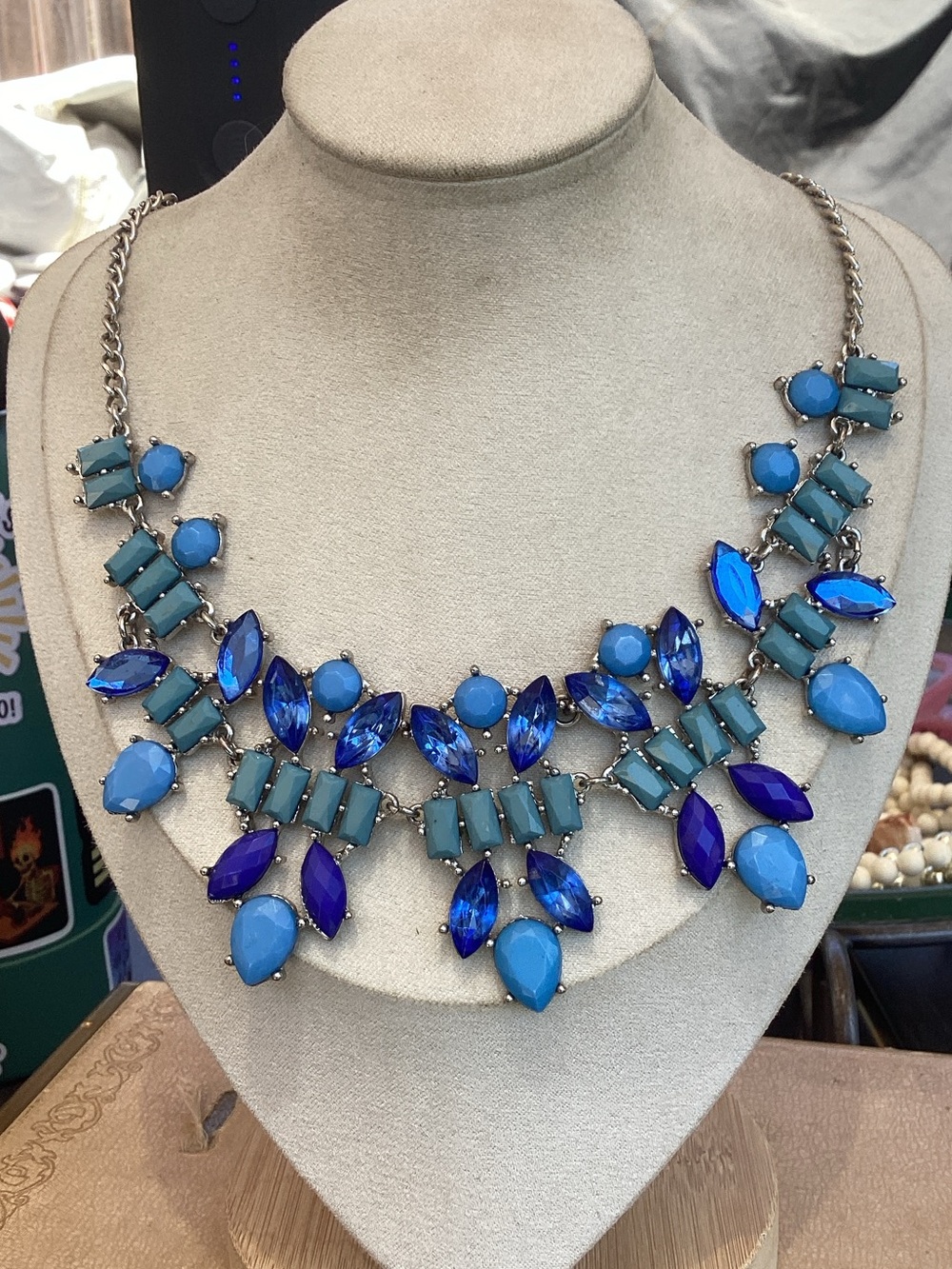 & Other Stories Blue Mixed-Stone Statement Necklace